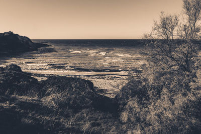 Scenic view of sea against clear sky