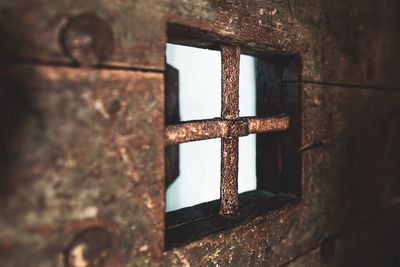 Close-up of rusty window