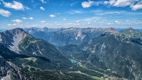 Scenic view of mountains against sky