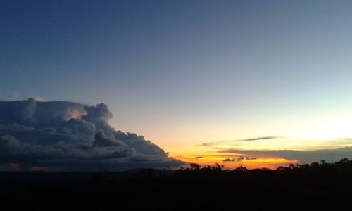 Scenic view of landscape against sky at sunset