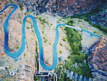 High angle view of winding road