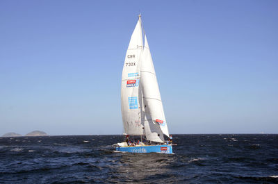 Sailboat sailing in sea