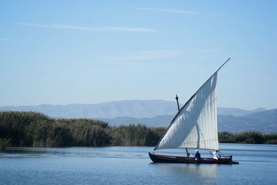 Boat sailing in sea
