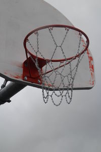 Low angle view of basketball hoop against sky