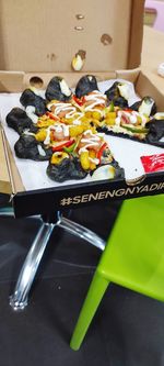 High angle view of food on table