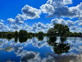 Scenic view of lake against sky