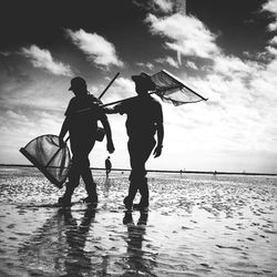 High angle view of people in sea