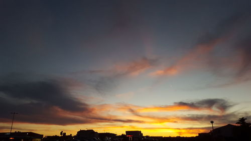 Silhouette of building against dramatic sky