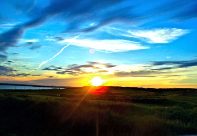Sunset over field