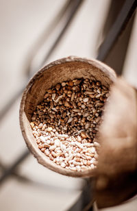 Close-up of coffee beans on table