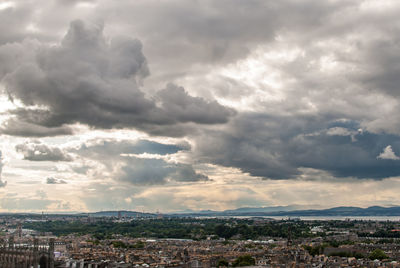 Aerial view of city against sky