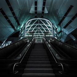 Low angle view of escalator in subway station