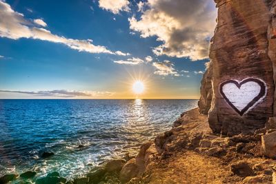 Scenic view of sea against sky during sunset