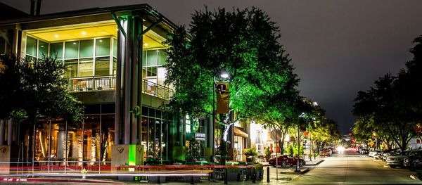 Illuminated building at night