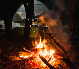 Close-up of bonfire at night