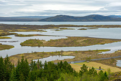 Scenic view of lake against sky