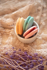 French macaroons with old vintage style present for sweet dessert on snack 