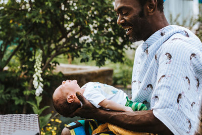 Father with newborn baby