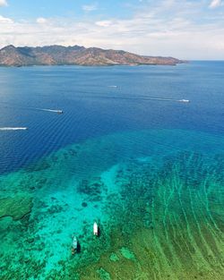 High angle view of sea against sky