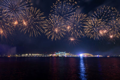 Fireworks in yas bay for celebrating eid al adha