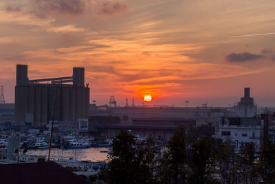 Buildings against sky during sunset