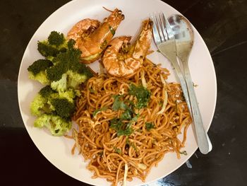 High angle view of meal served in plate