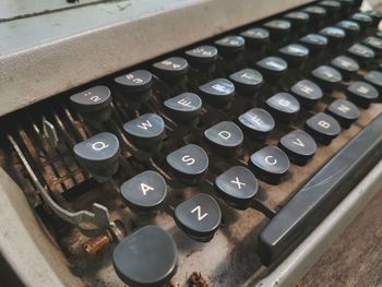 High angle view of old keyboard