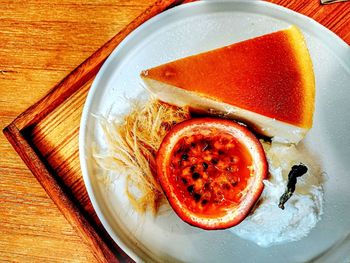 High angle view of breakfast served on table