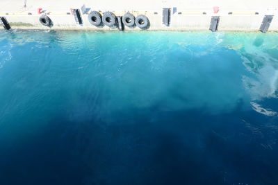 High angle view of swimming pool in sea