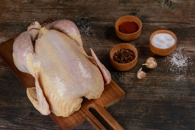 High angle view of food on table