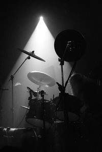 Close-up of illuminated lighting equipment