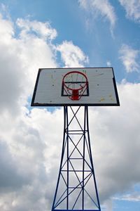Low angle view of basketball hoop against sky