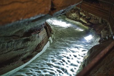 High angle view of flowing river