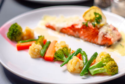 Close-up of meal served in plate