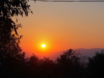 Silhouette trees against sky during sunset
