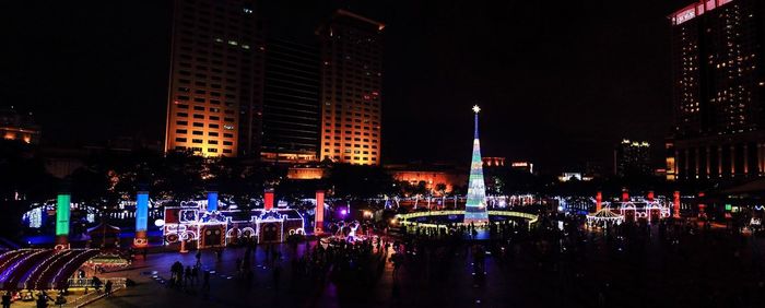 Illuminated city at night