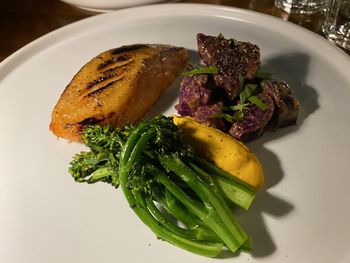 High angle view of meal served in plate