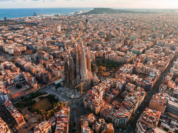 High angle view of townscape against sky