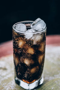 Close-up of ice cream in glass on table