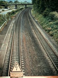 High angle view of railroad tracks