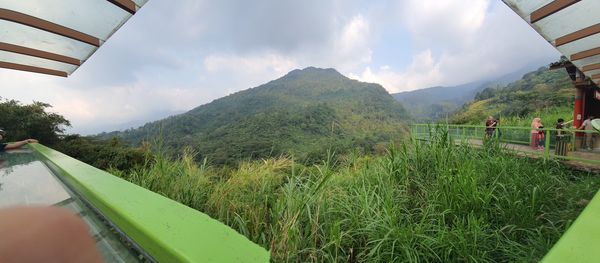 Panoramic view of landscape and mountains against sky