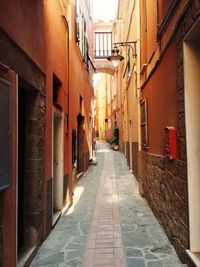 Narrow alley amidst buildings in city