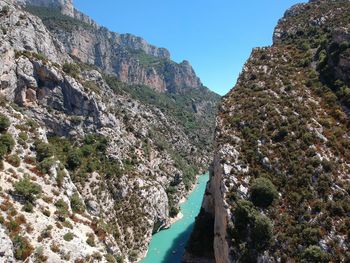 Scenic view of mountains against clear sky