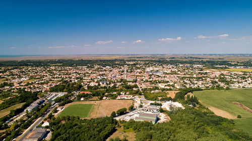 High angle view of townscape against sky