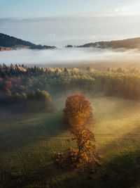 Scenic view of landscape against sky during sunset