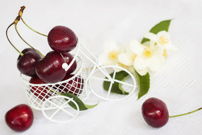 Close-up of strawberries on table