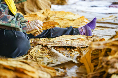 Close-up of dry leaves for sale in market