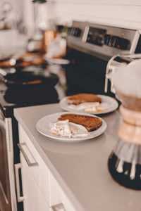 High angle view of coffee on table