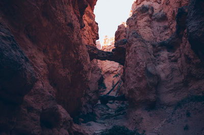 Low angle view of rock formation