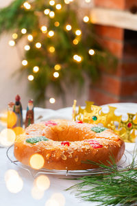 Close-up of cake on table